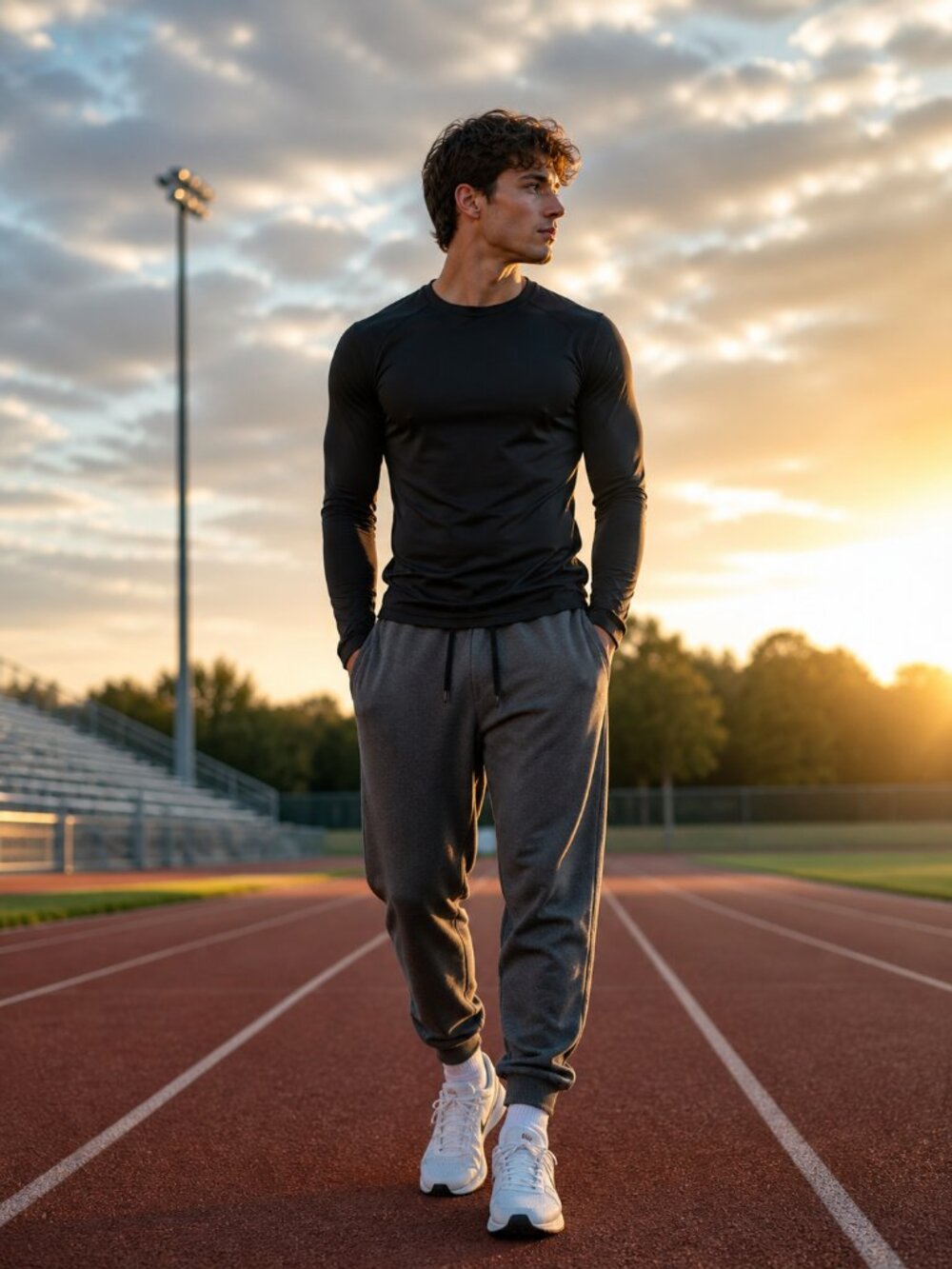 Pure Champ Jogger Sweatpants Charcoal Gray Zip Pocket Size M Casual Athleisure